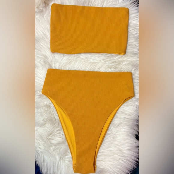 PRINCESS POLLY Francesca Bandeau Mustard Bikini Set - Picture 4 of 9
